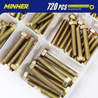 MINHER M4 M5 M6 Bolts and Nuts Assortment Kit 720PCS Hex Screws Nuts & Washers Set - color: M4, M5, M6 (720PCS)