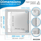 BOZZON Access Panel for Drywall - 10 x 10 in - Wall Hole Cover - Access Door - Plumbing Access Panel for Drywall - Heavy Durable Plastic White - size: 10 x 10