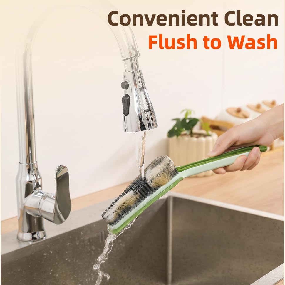 3-in-1 Detail Cleaning Brush, Crevice Grout Brush, Orange - color: Orange