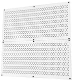 Pegboard Rack Wall Control Home & Garage Tool Storage & Organization White Metal Pegboard Pack - Two 32-Inch x 16-Inch White Steel Peg Board Panels - color: White
