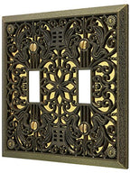 Amerelle 65TTAB Filigree Wallplate, 2 Toggle, Antique Brass - size: 2 Toggle