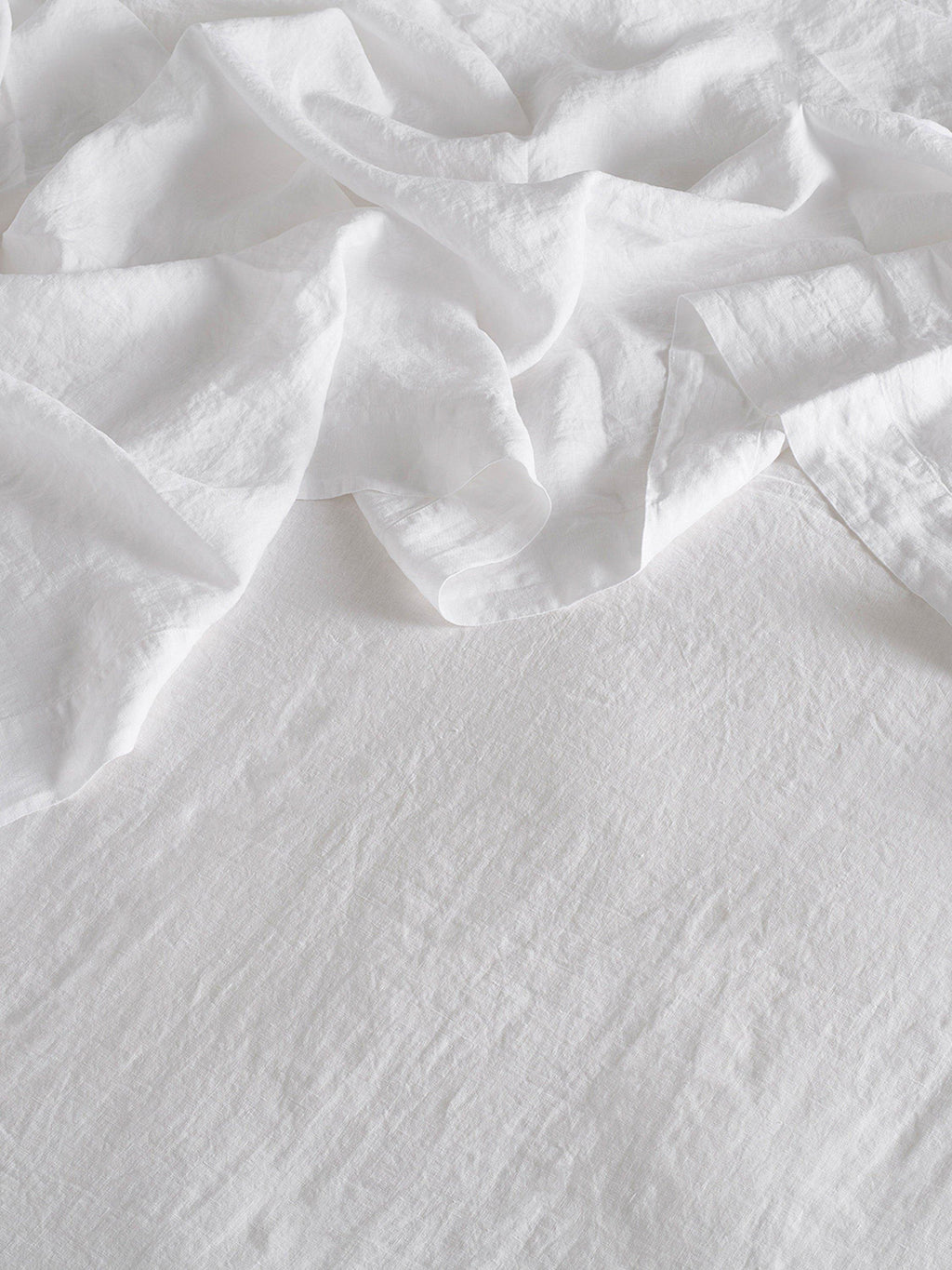 Bedfolk 100% Linen Bedroom Plain Deep Fit King Size Fitted Bed Sheet - Snow