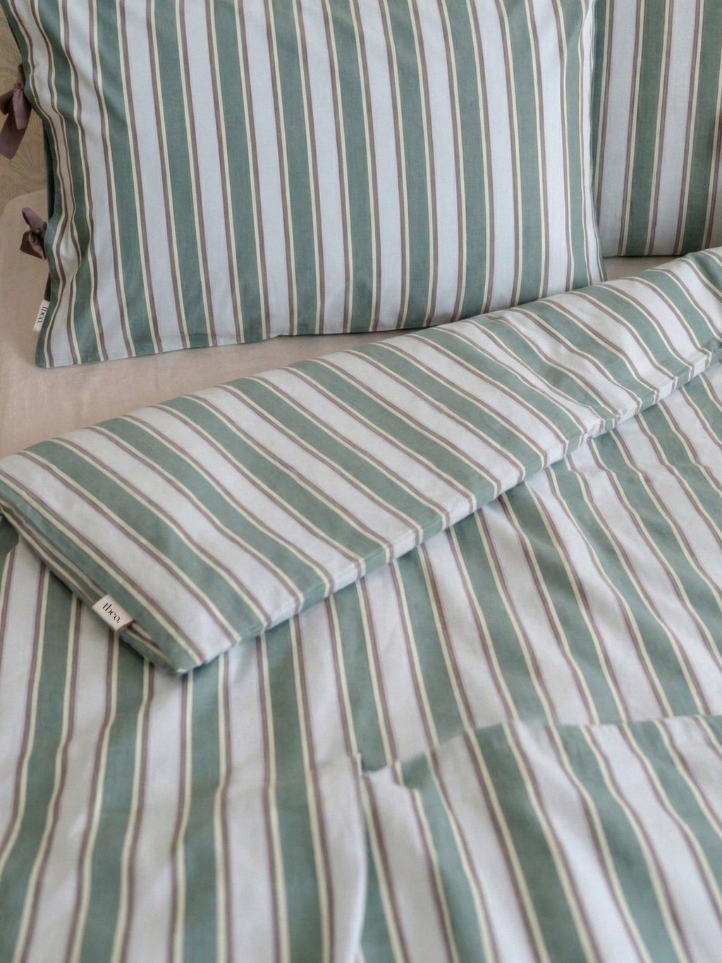 TBCo 200 Thread Count Cotton Double Duvet Cover Bedding Set - Blue Stripe