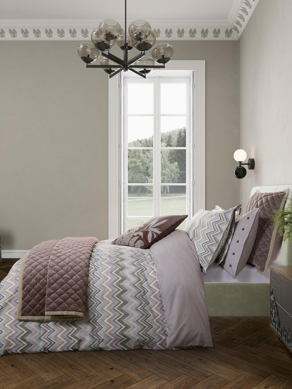 Bedeck Claudia Reversible Super King Duvet Cover Set 200TC Cotton Pink Green