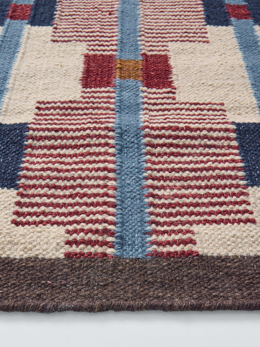 John Lewis Calado Geometric Wool Rich Cotton Rug 240 x 170cm - Burnt Umber