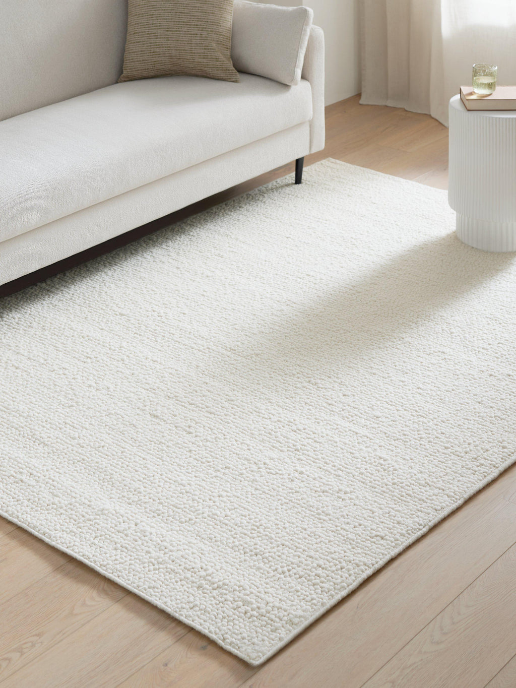 John Lewis Merino Wool Rich Boucle Hand Woven Rug L240 x W170cm - White