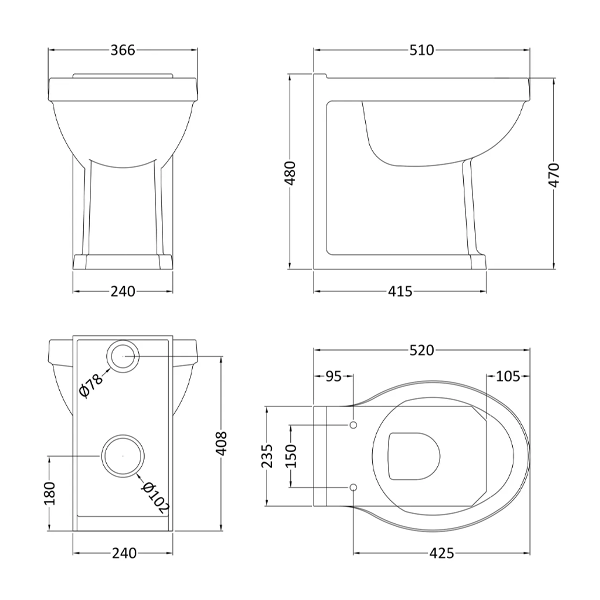 Fitzroy Comfort Height Back To Wall Pan