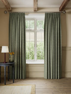 John Lewis Rustic Blackout Pencil Pleat Curtains 228 x 228cm - Laurel Green