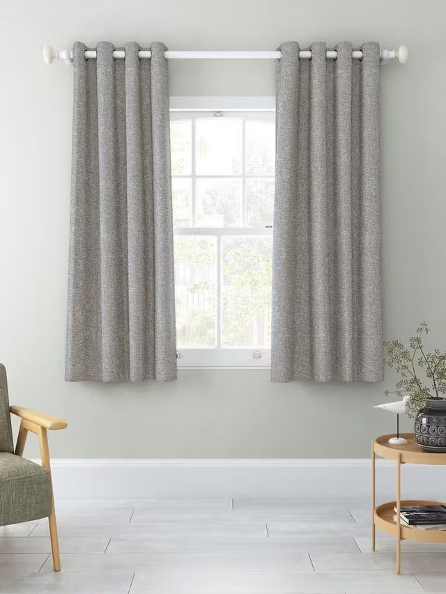John Lewis Boucle Blackout Lined Eyelet Curtains Pale Grey Storm 228 x 228cm