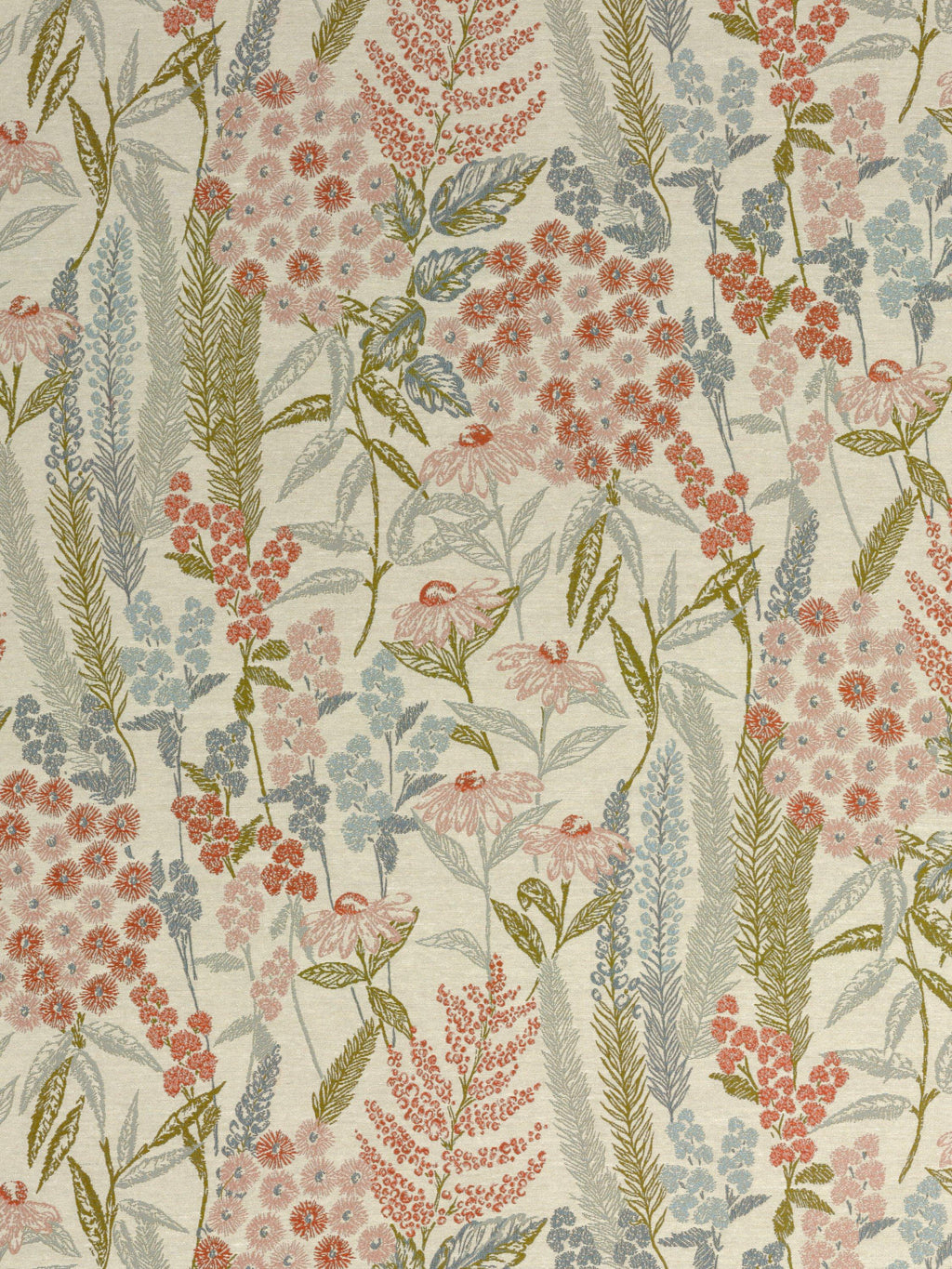 John Lewis Wildflower Weave Lined Pencil Pleat Curtains Multi - W228 x 228cm