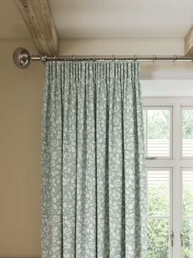 John Lewis Marlow Pair Lined Pencil Pleat Curtains W228 x Drop137cm Duck Egg