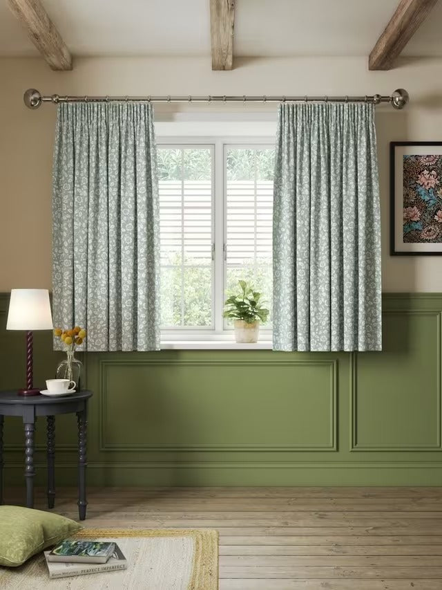 John Lewis Marlow Pair Lined Pencil Pleat Curtains W228 x Drop137cm Duck Egg