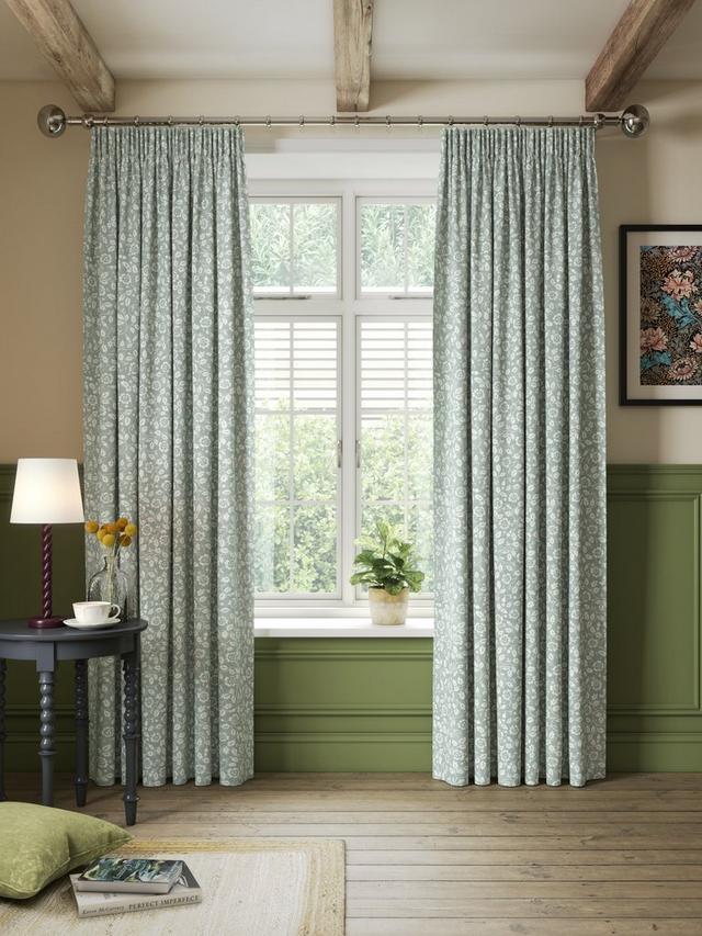 John Lewis Marlow Pair Lined Pencil Pleat Curtains W228 x D182cm - Duck Egg