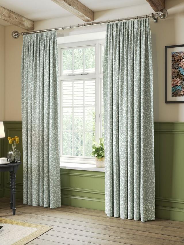 John Lewis Marlow Pair Lined Pencil Pleat Curtains W228 x D182cm - Duck Egg