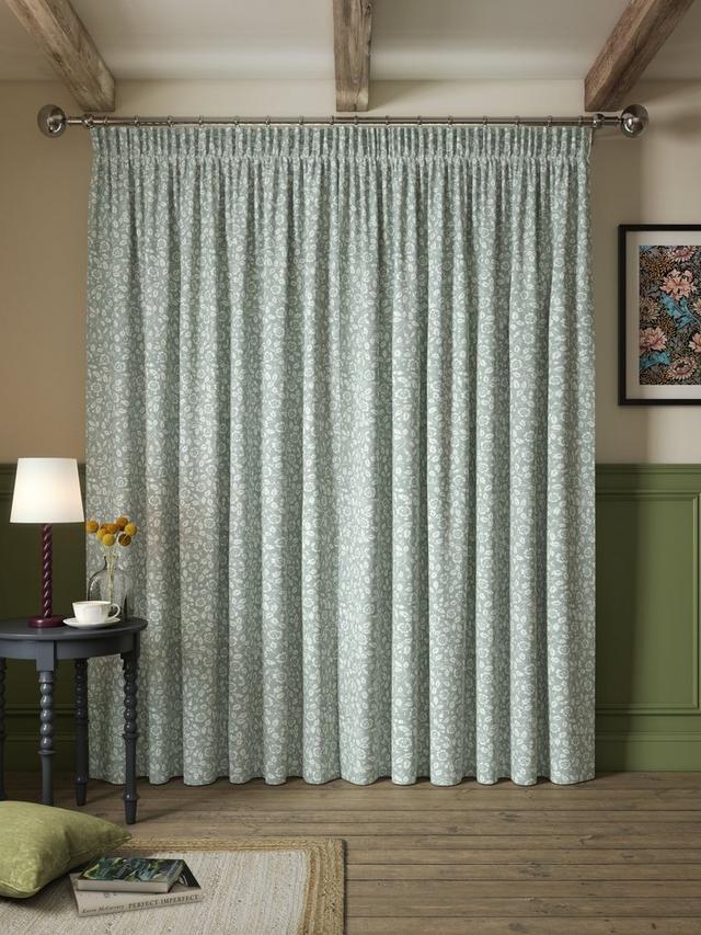 John Lewis Marlow Pair Lined Pencil Pleat Curtains W228 x D182cm - Duck Egg