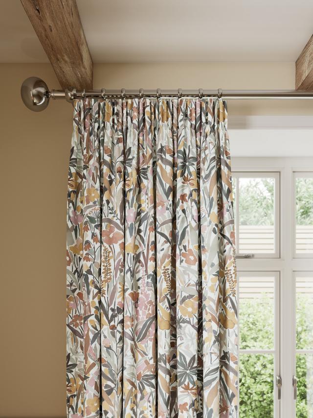John Lewis Penelope Pair Lined Pencil Pleat Curtains 228 x 137cm - Plaster