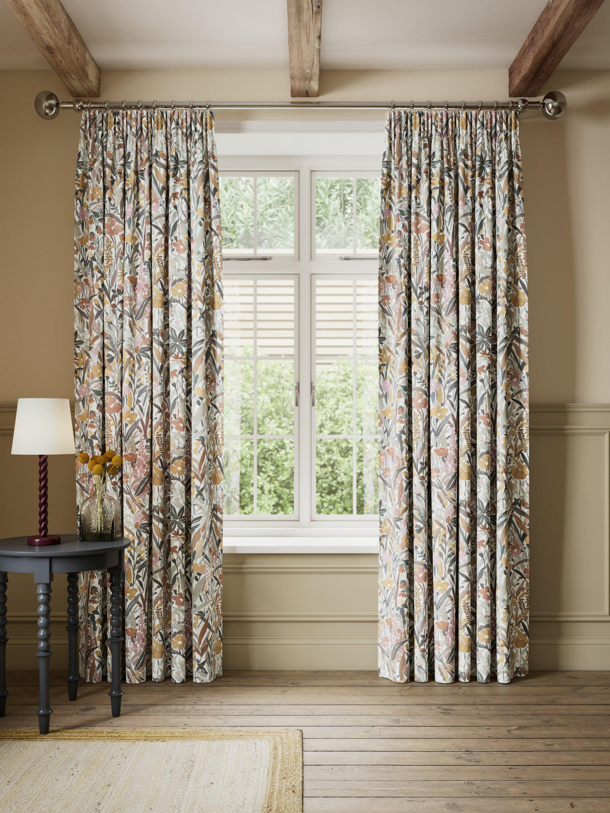 John Lewis Penelope Lined Pencil Pleat Curtains W228 x D274cm - Plaster