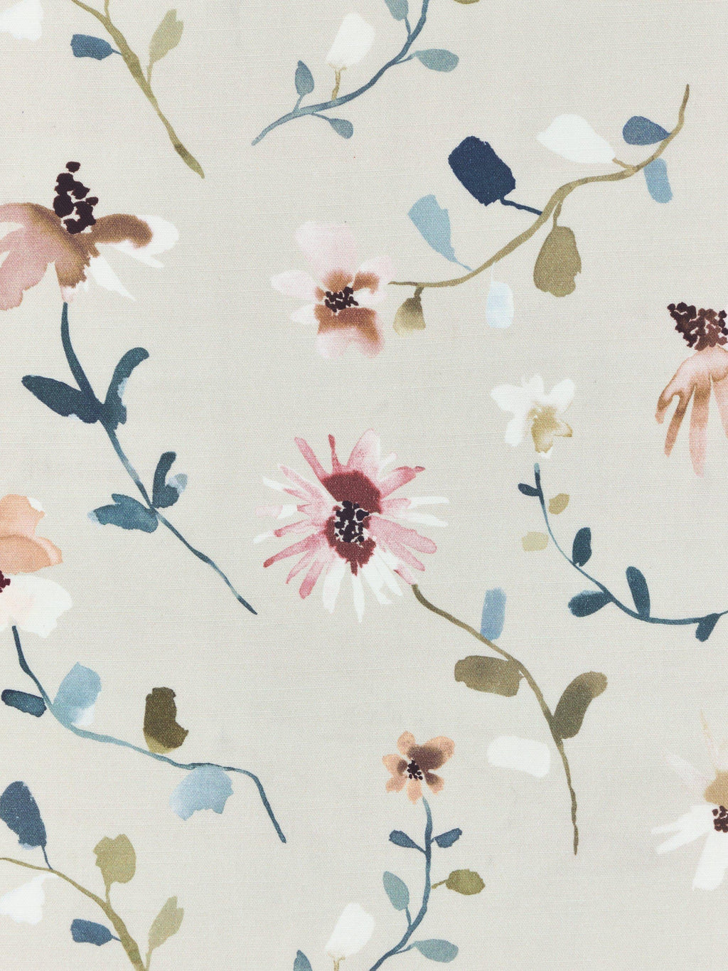 John Lewis Floral Blackout Pencil Pleat Curtains W228 x D182cm - Seafoam
