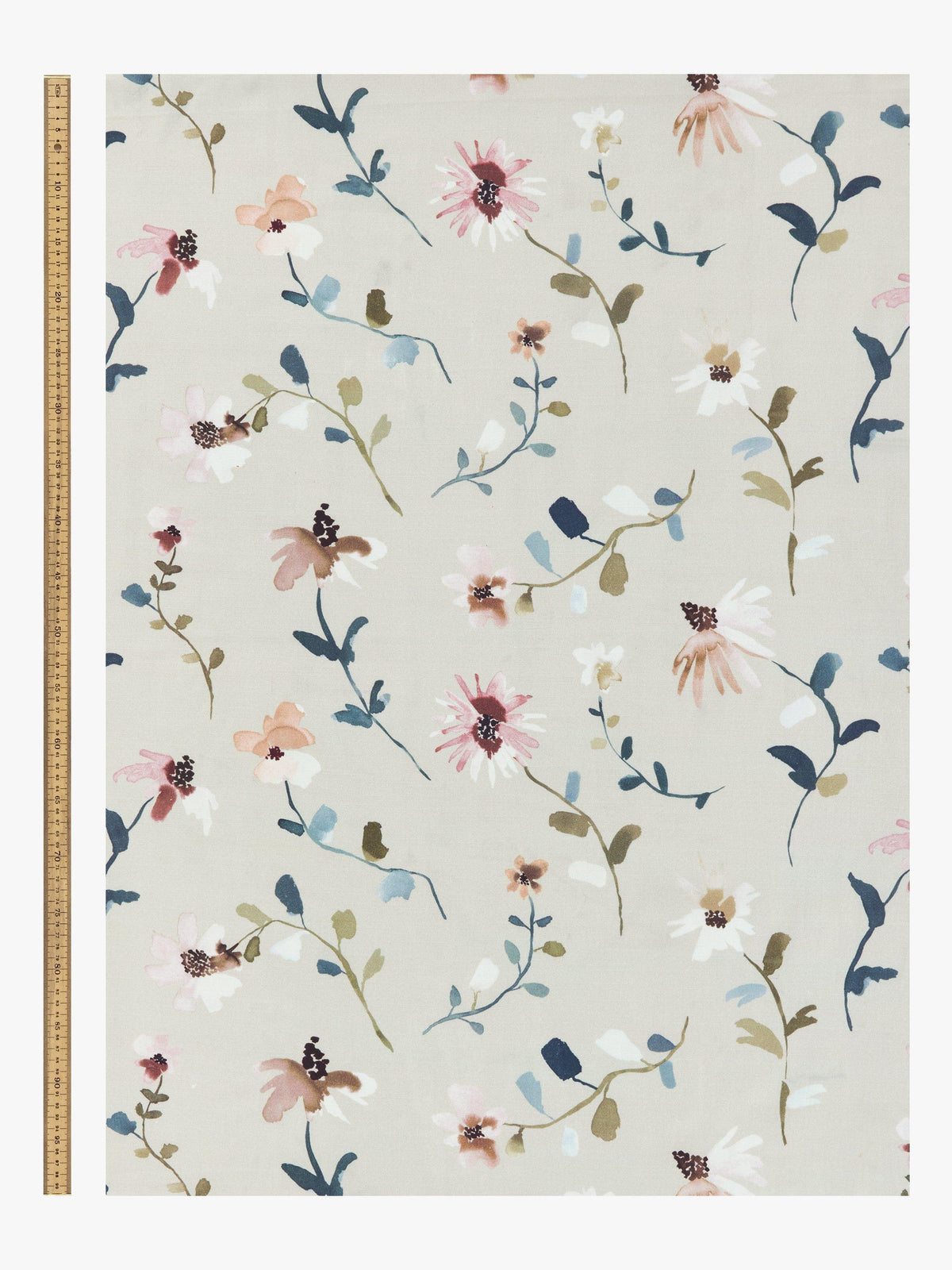 John Lewis Floral Blackout Pencil Pleat Curtains W228 x D182cm - Seafoam