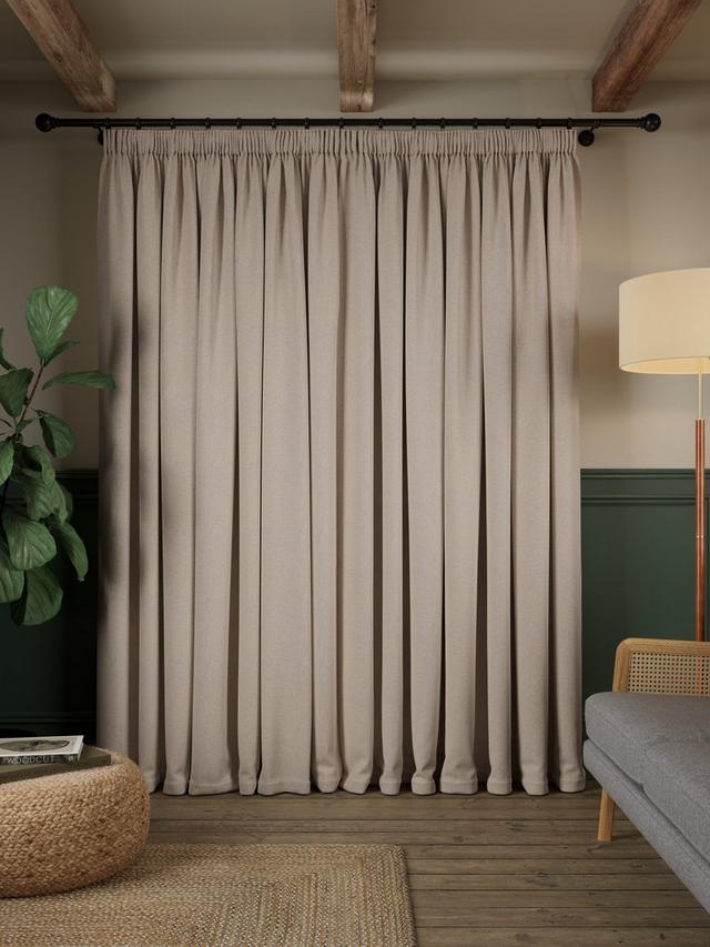 John Lewis Brushed Herringbone Lined Pencil Pleat Curtains Alabaster 228x182