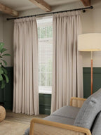 John Lewis Brushed Herringbone Lined Pencil Pleat Curtains Alabaster 228x182