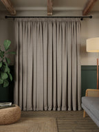 John Lewis Herringbone Pencil Pleat Blackout Curtains 167 x 274cm Pale Mole
