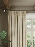 John Lewis Cotton Herringbone Pencil Pleat Curtains Parchment - 228 x 137cm