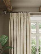 John Lewis Cotton Herringbone Pencil Pleat Curtains Parchment - 228 x 137cm