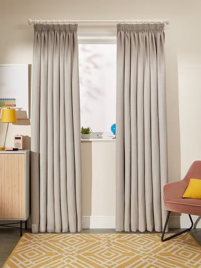 John Lewis Textured Thermal Lined Pencil Pleat Curtains 228x274cm Pale Grey
