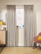 John Lewis Textured Thermal Lined Pencil Pleat Curtains 228x274cm Pale Grey