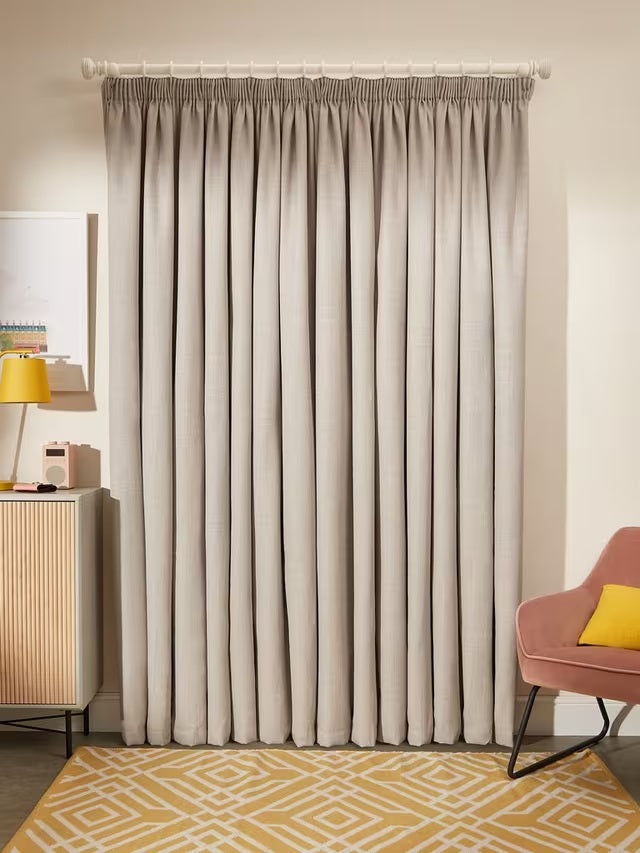 John Lewis Textured Thermal Lined Pencil Pleat Curtains 228x274cm Pale Grey