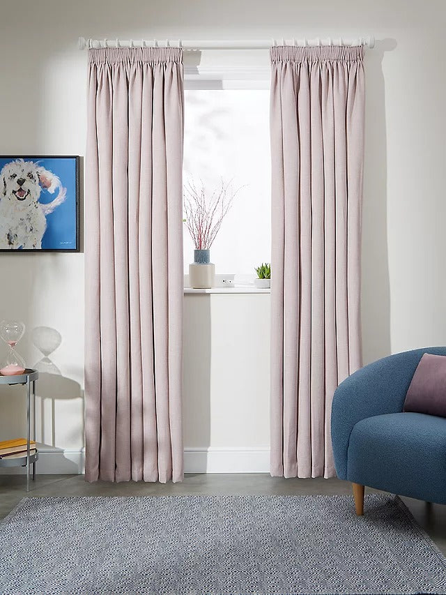 John Lewis Textured Pair Thermal Lined Curtains W228 x D228cm - Rose Pink - Kazoop 