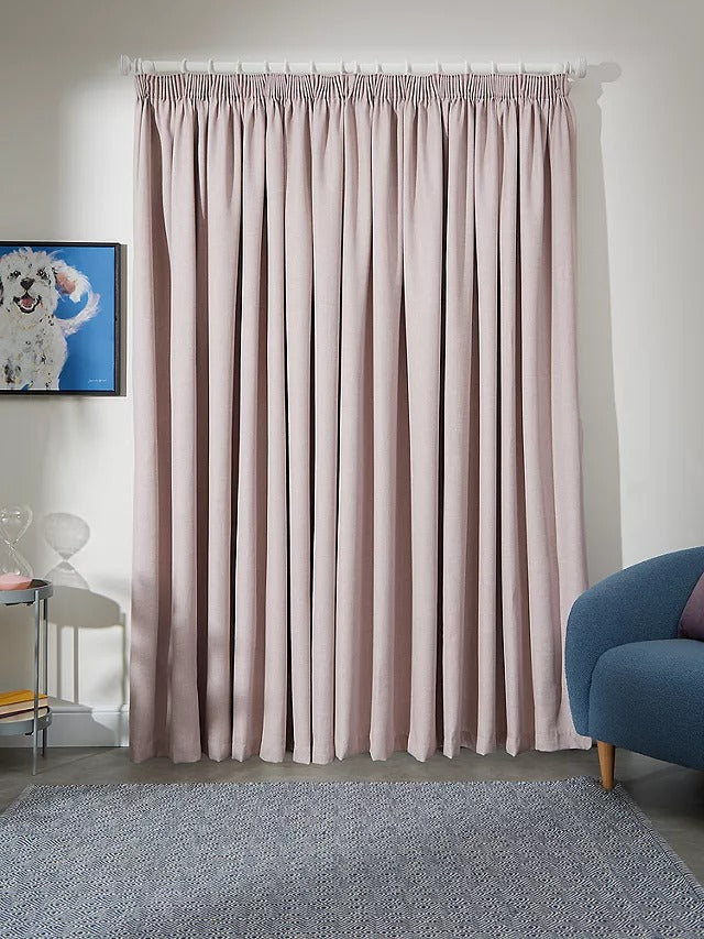 John Lewis Textured Pair Thermal Lined Curtains W228 x D228cm - Rose Pink