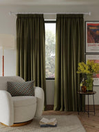 John Lewis Textured Blackout Pencil Pleat Curtains W228 x D182cm - Avocado