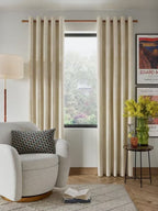 John Lewis Velvet Pair Lined Eyelet Curtains - Cream - W228 x Drop 228cm