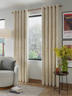 John Lewis Velvet Pair Lined Eyelet Curtains - Cream - W228 x Drop 228cm