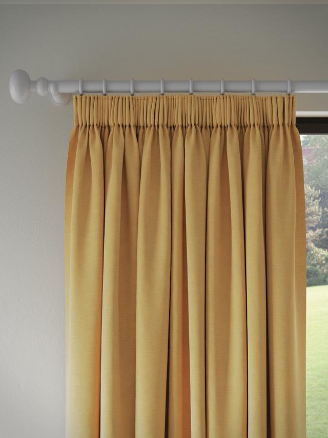 John Lewis Pencil Pleat Blackout Lined Curtains Mustard W228 x Drop 228cm