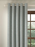 John Lewis Rona Weave Pair Lined Eyelet Curtain - 167 x 228cm - Duck Egg