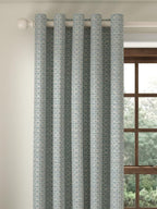 John Lewis Rona Weave Lined Geometric Eyelet Curtains - Duck Egg 228 x 228cm