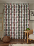 John Lewis Valle Ikat Pair Lined Eyelet Curtains W228 x D228cm - Deep Red