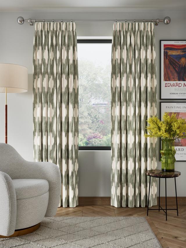 John Lewis Alta Weave Lined Pencil Pleat Curtains W167 x D228cm - Avocado