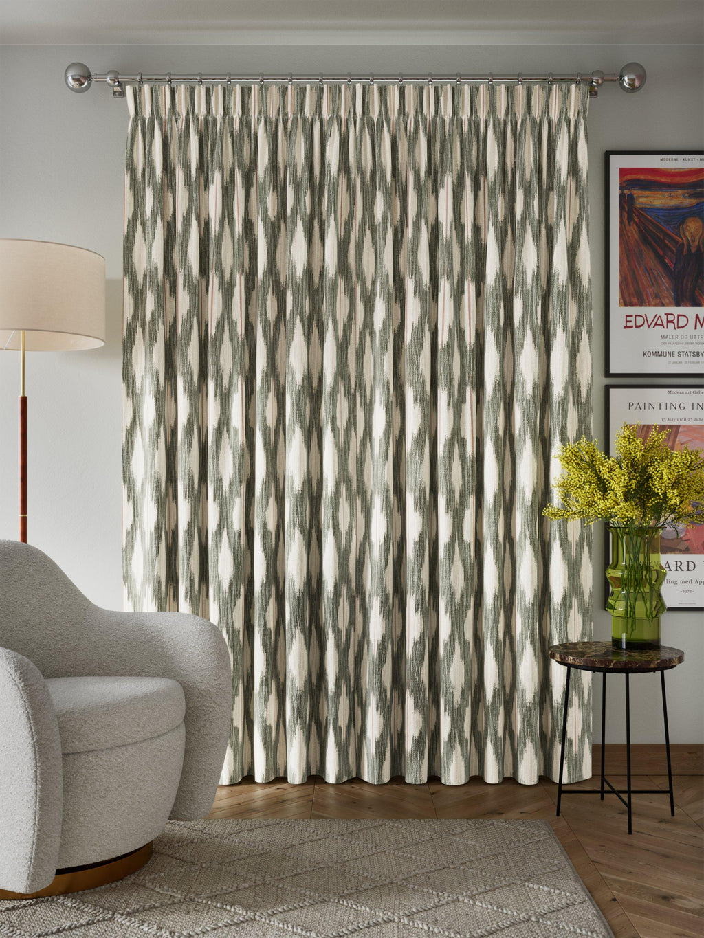 John Lewis Alta Weave Lined Pencil Pleat Curtains W167 x D228cm - Avocado