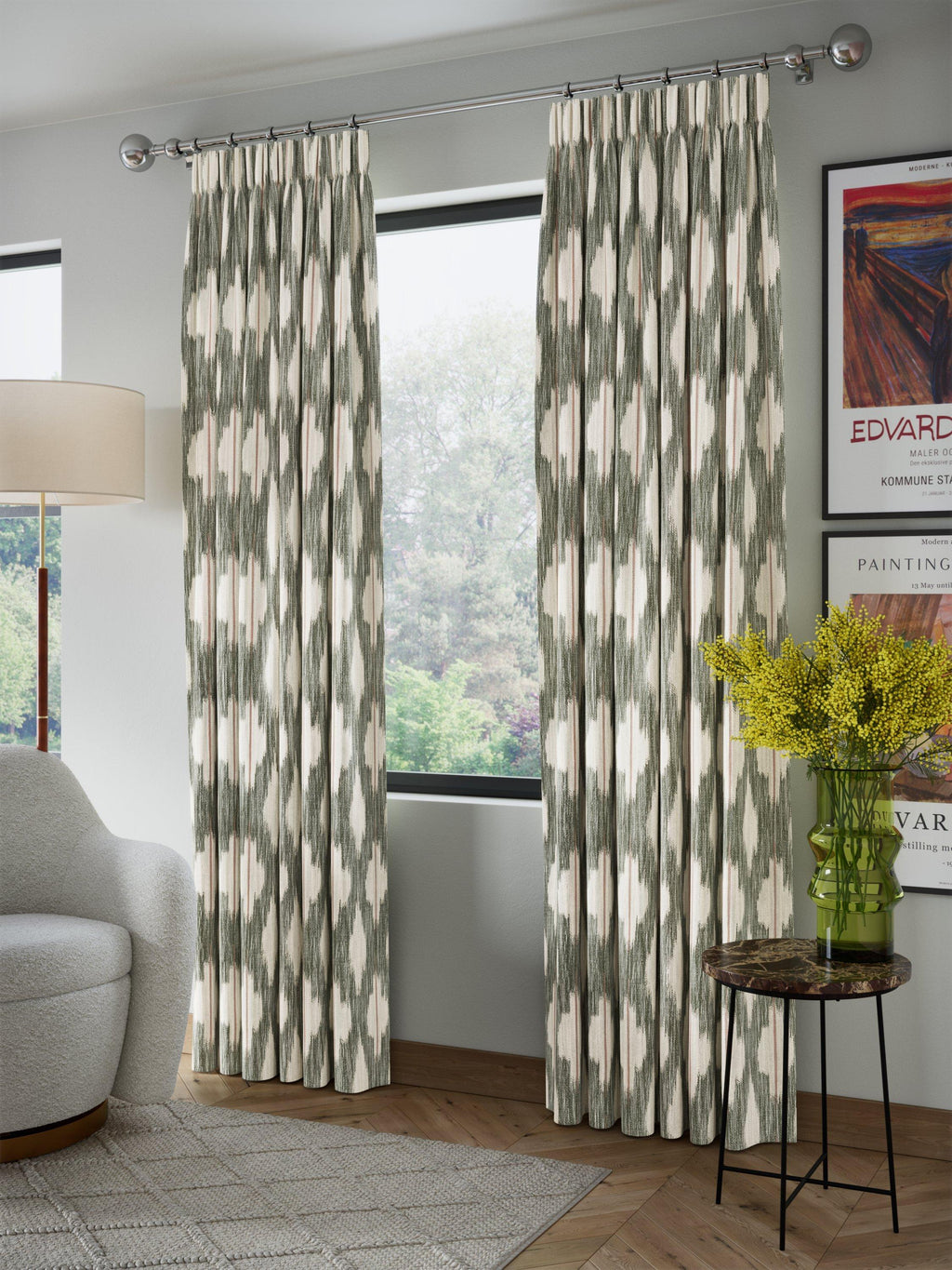 John Lewis Alta Weave Lined Pencil Pleat Curtains W167 x D228cm - Avocado