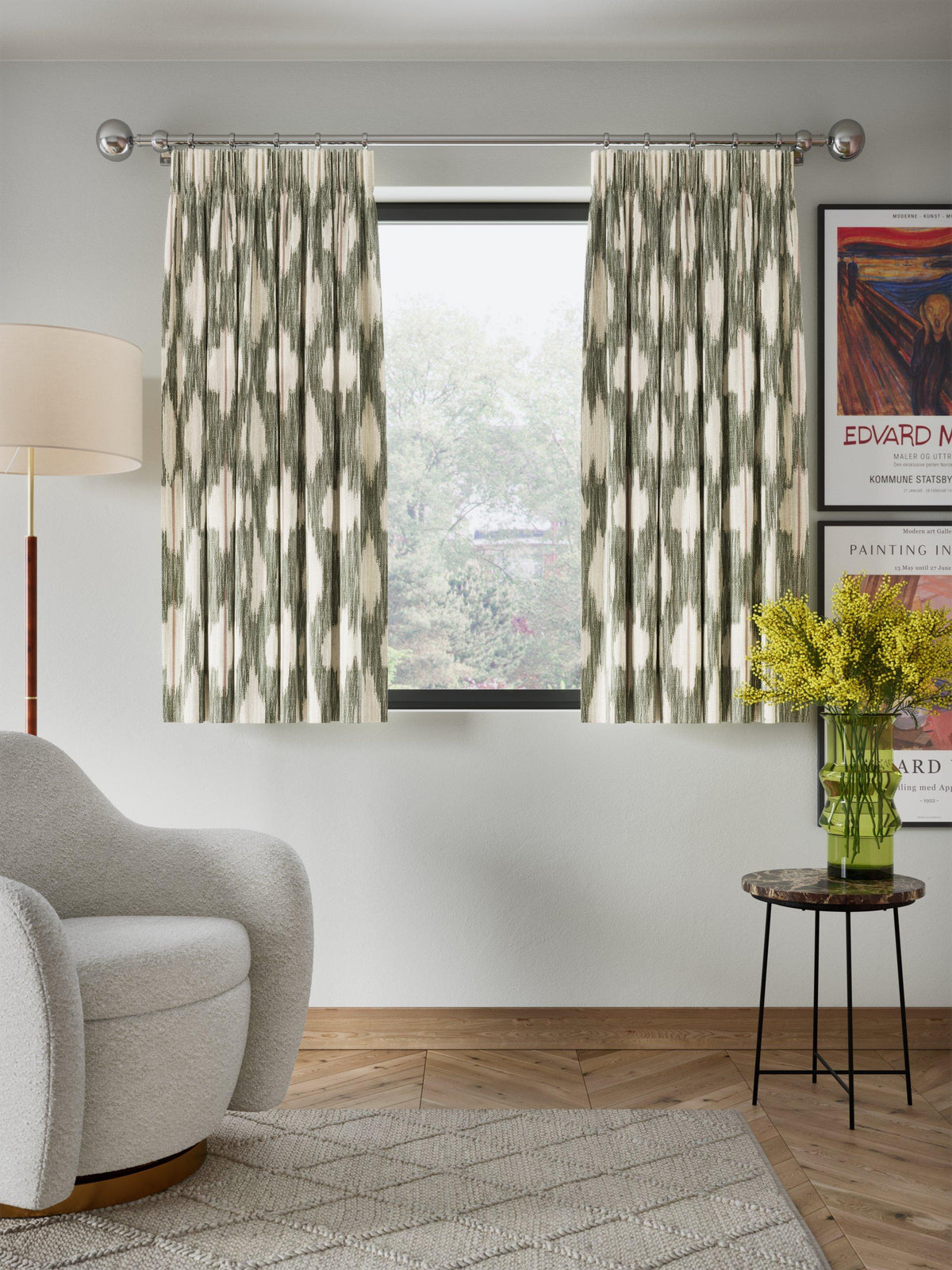 John Lewis Alta Weave Lined Pencil Pleat Curtains W167 x D228cm - Avocado
