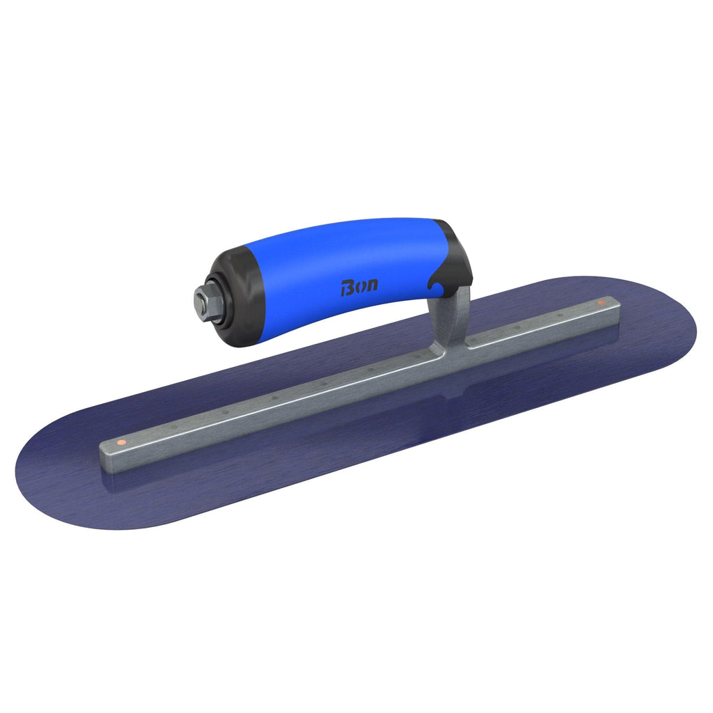 Bon Tool Blue Steel Round End Finish Trowel - Comfort Wave Handle