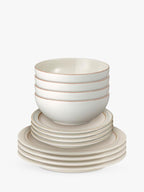 Denby Heritage Atrium Stoneware 12-Piece 4-Plates Dinnerware Set - Natural