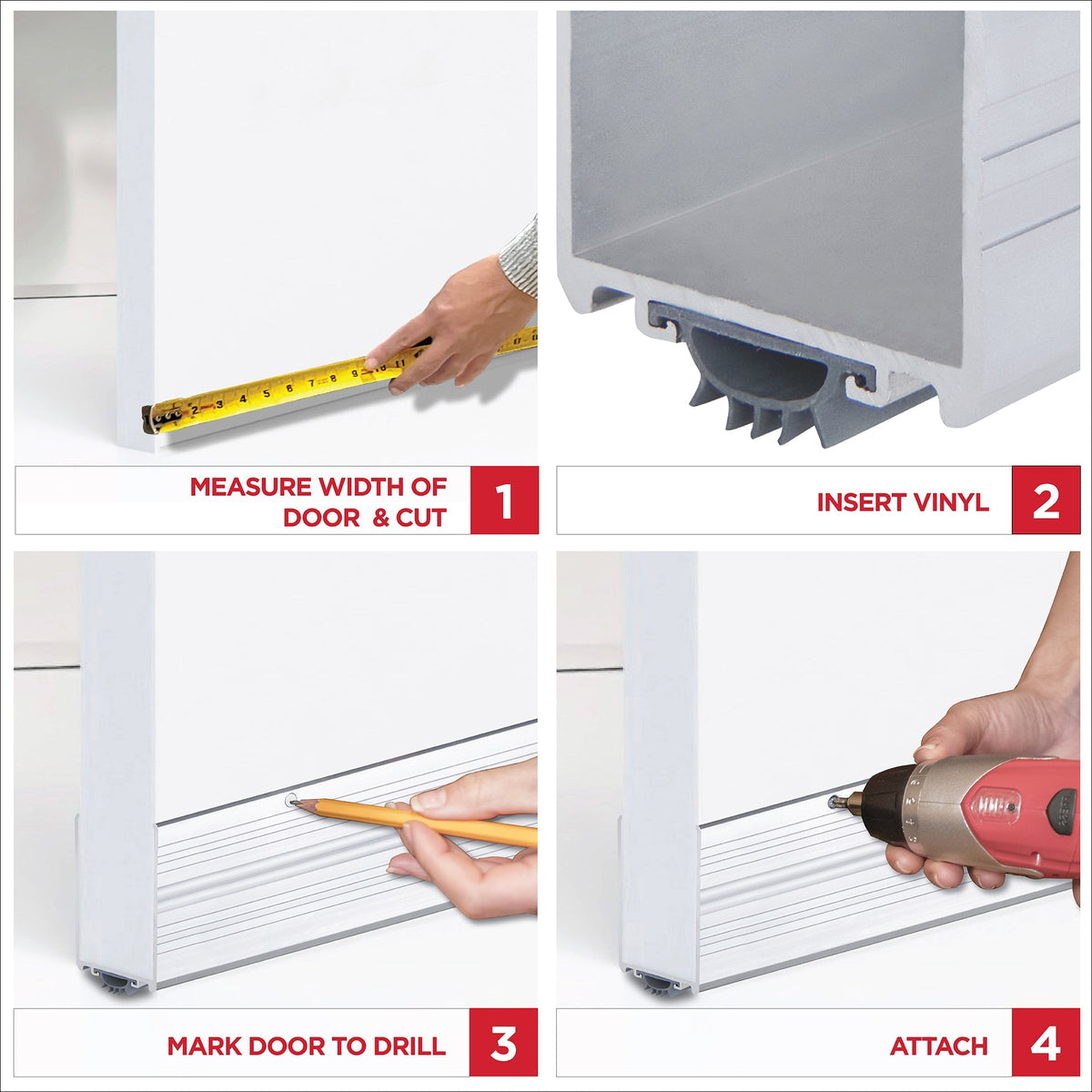 36 in. Silver Aluminum and Vinyl U-Shape Screw-on Under Door Seal with Kick Plate