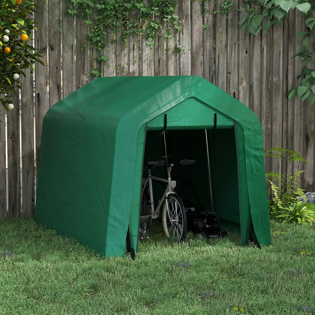 8' x 6' Heavy Duty Storage Shelter with Rollup & Zipper Door, Green