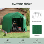 8' x 6' Heavy Duty Storage Shelter with Rollup & Zipper Door, Green