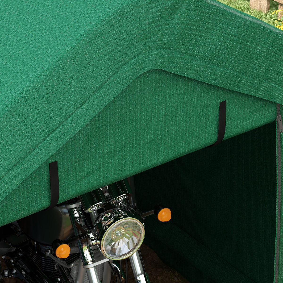 8' x 6' Heavy Duty Storage Shelter with Rollup & Zipper Door, Green